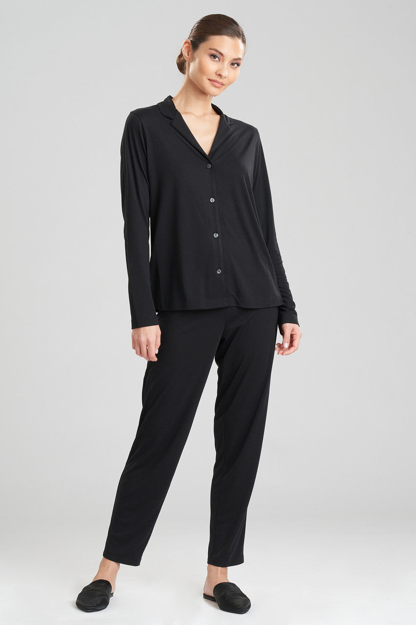 Buy Shangri-La TENCEL™ Long Sleeve Notch PJ in Black Online Black