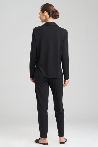 Buy Shangri-La TENCEL™ Long Sleeve Notch PJ in Black Online Black