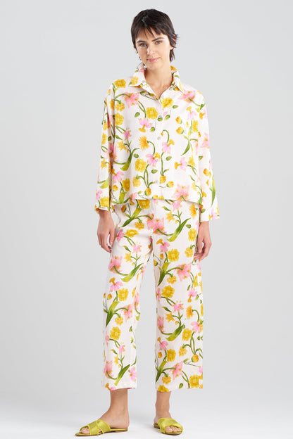 Solene Cotton Sateen Notch PJ Set White Multi
