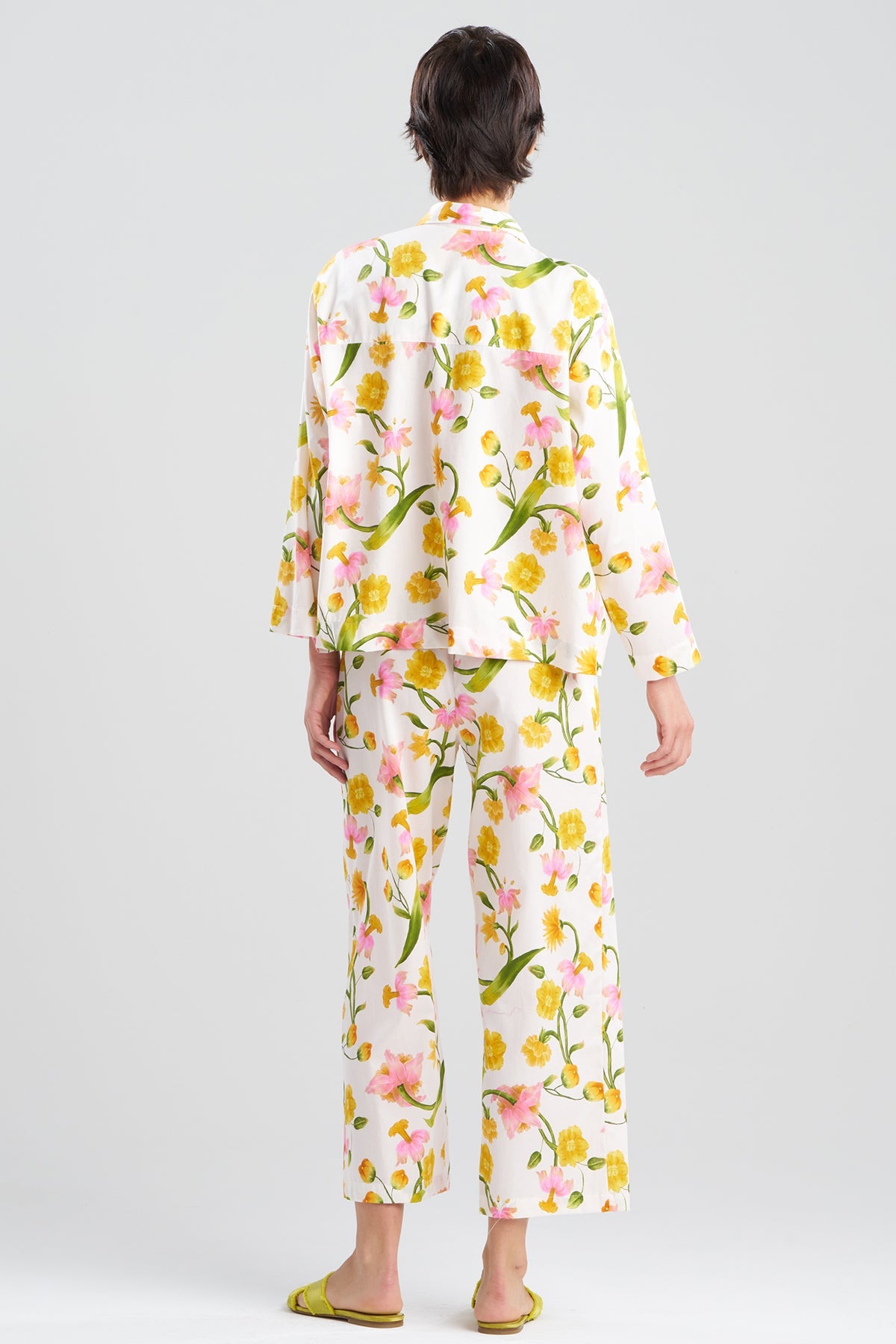 Solene Cotton Sateen Notch PJ Set White Multi