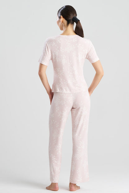 Aria Printed Rib Ease PJ Shell Pink