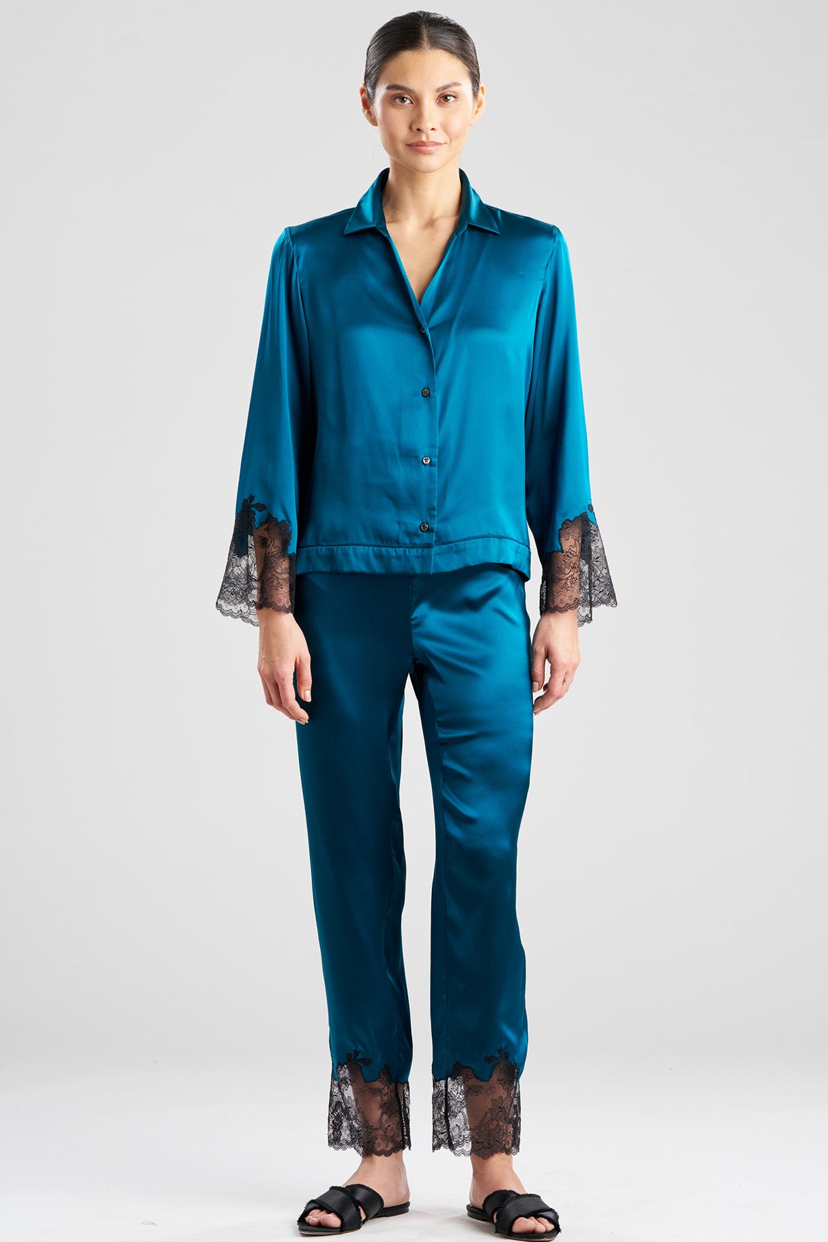 Lolita Lace Trim Silk Notch PJ Spruce