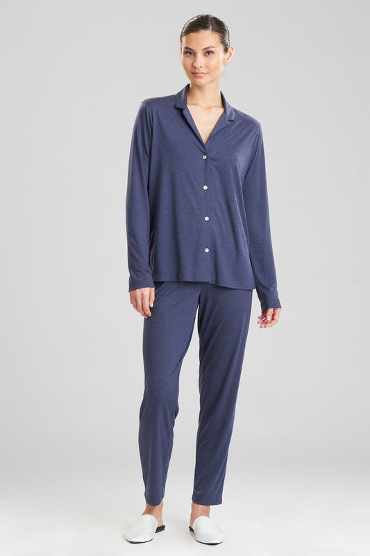 Buy Shangri-La TENCEL™ Long Sleeve Notch PJ in Heather Night Blue Online Heather Night Blue