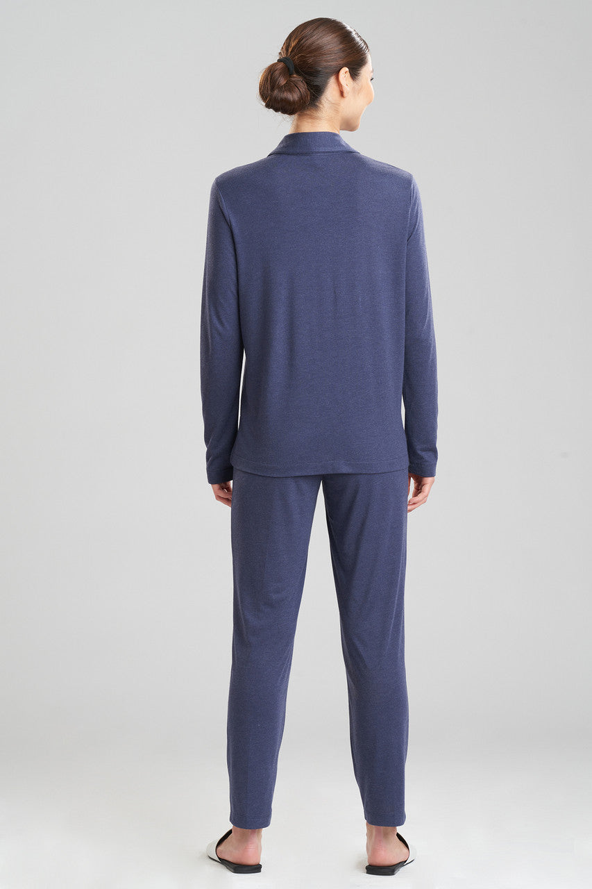 Buy Shangri-La TENCEL™ Long Sleeve Notch PJ in Heather Night Blue Online Heather Night Blue