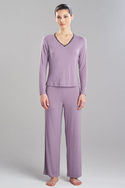 Iris Bamboo Jersey Ease Long Sleeve Lace PJ Wisteria