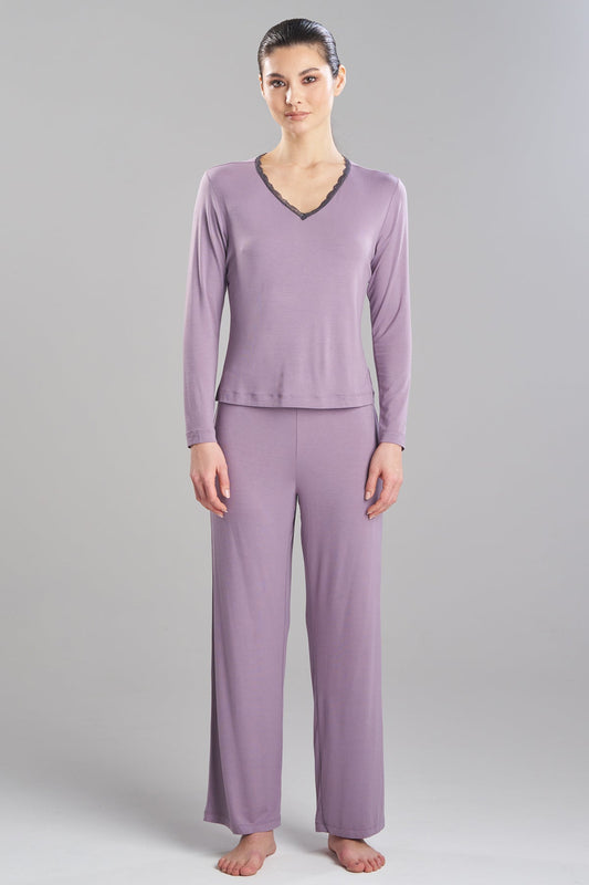 Iris Bamboo Jersey Ease Long Sleeve Lace PJ Wisteria