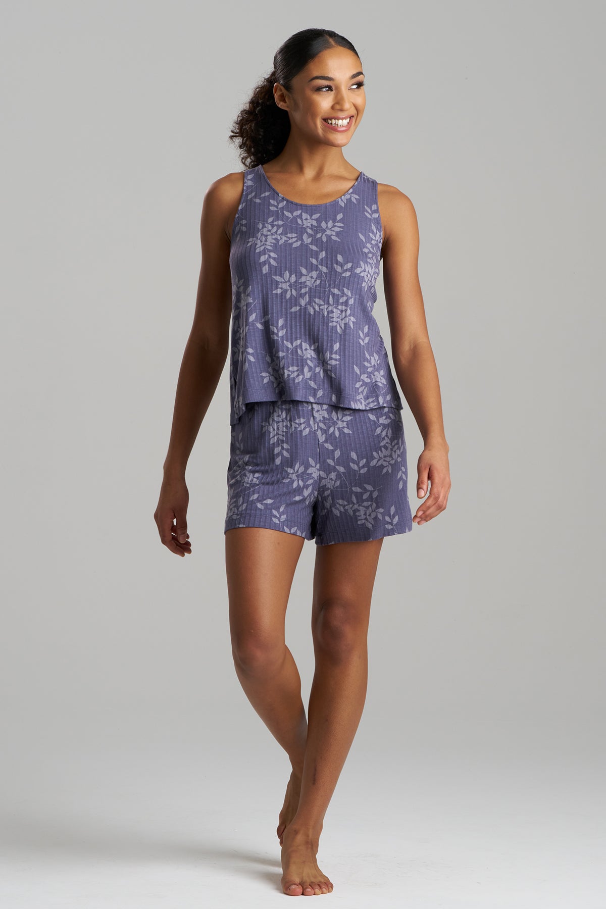 Aria Printed Rib Ease Shorts PJ Twilight Blue