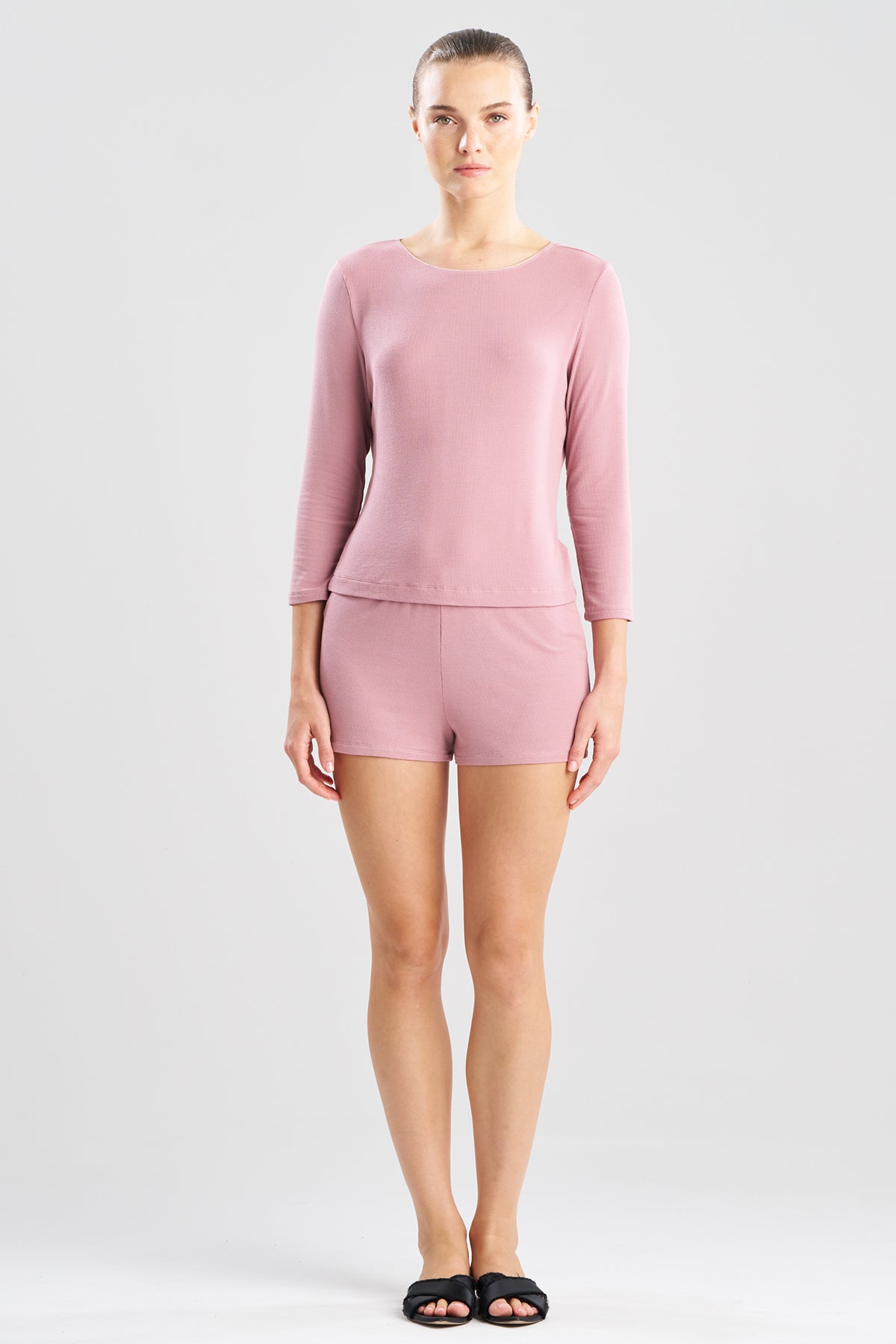 Rib Essentials Long Sleeve Shorts PJ Rose Blush