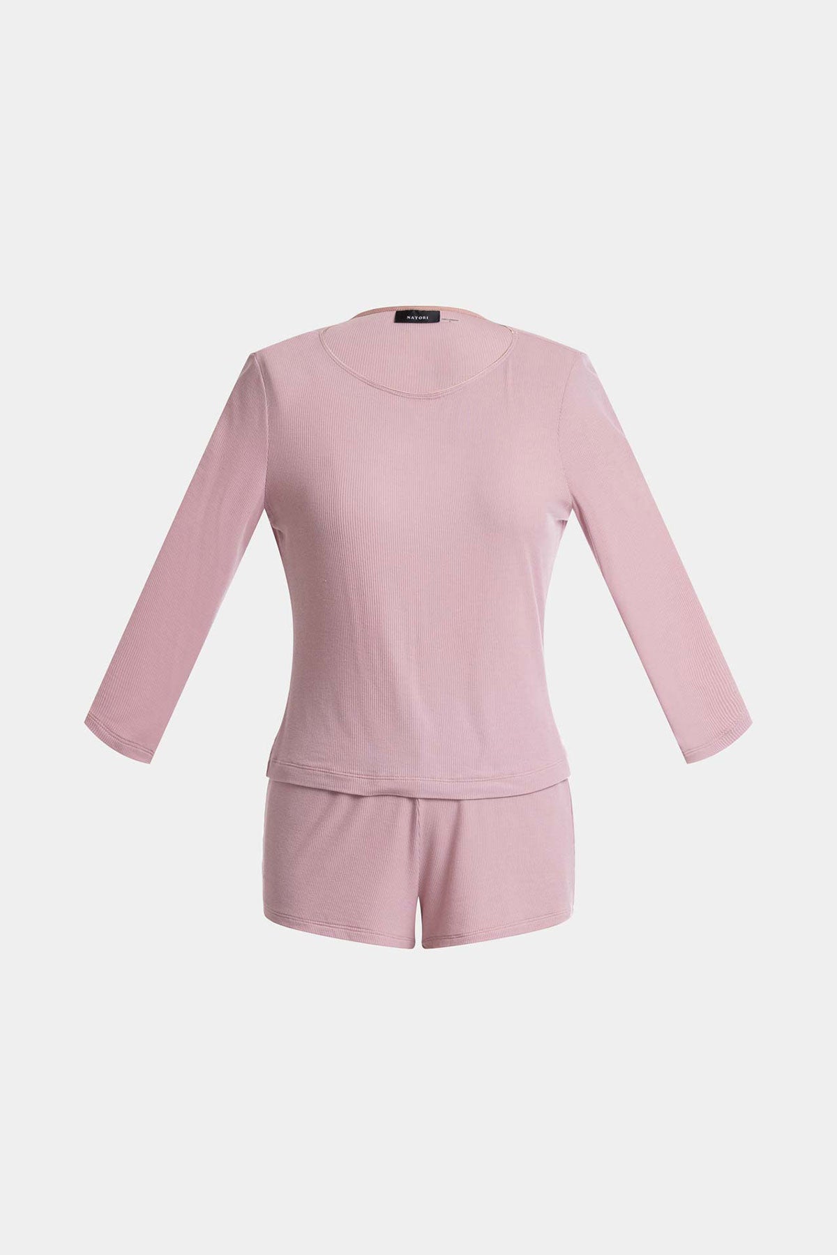 Rib Essentials Long Sleeve Shorts PJ Rose Blush