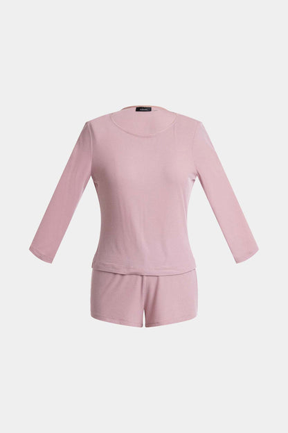Rib Essentials Long Sleeve Shorts PJ Rose Blush