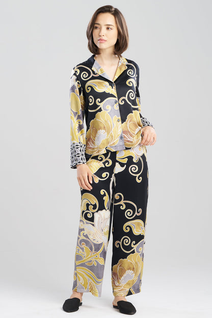 Deco Printed Charmeuse Notch PJ Black/Gold
