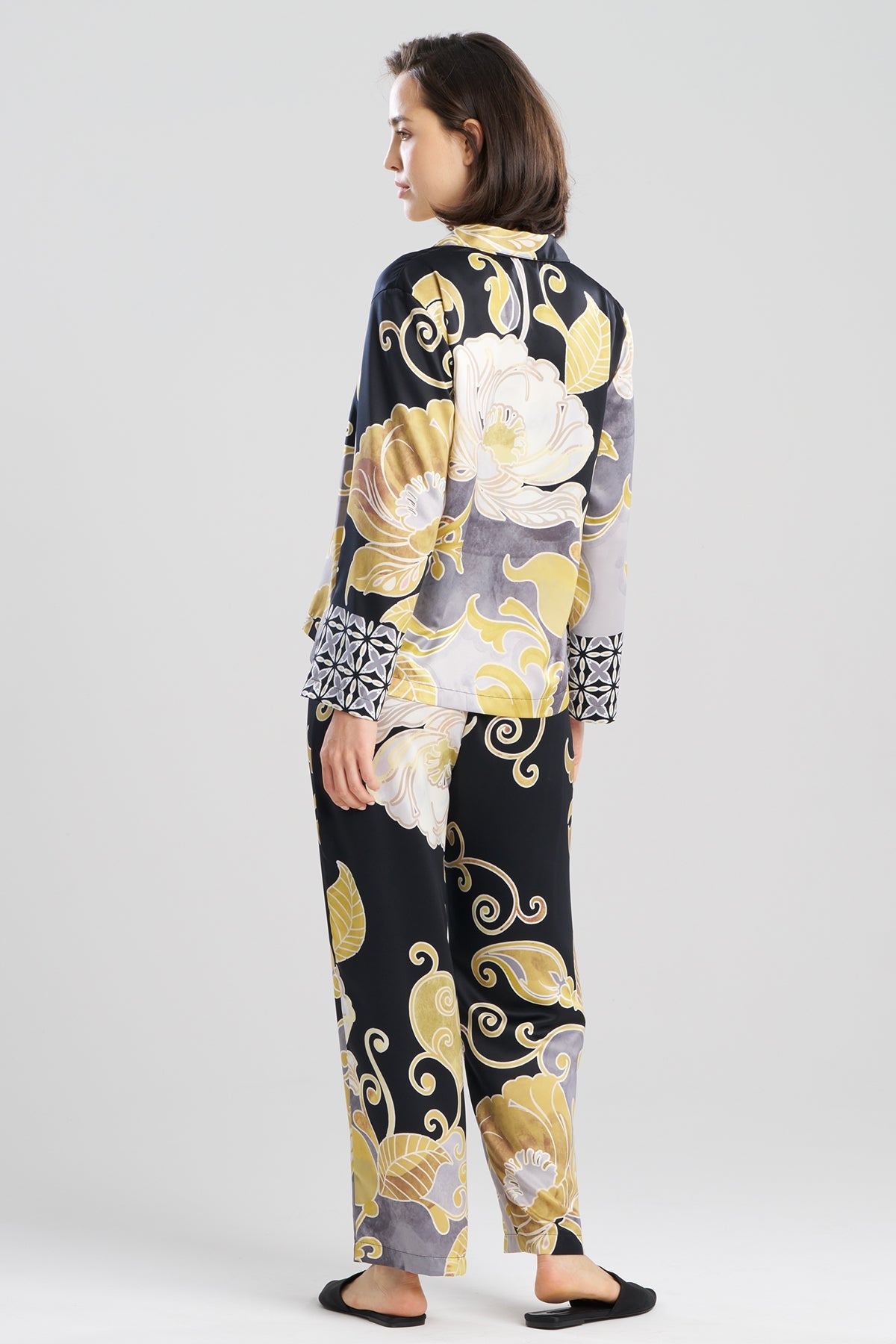 Deco Printed Charmeuse Notch PJ Black/Gold