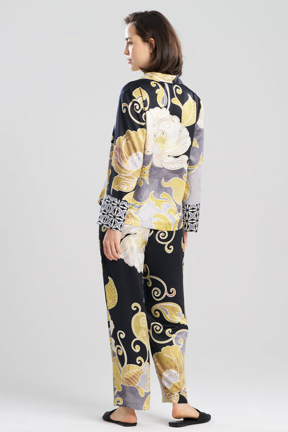 Deco Printed Charmeuse Notch PJ Black/Gold