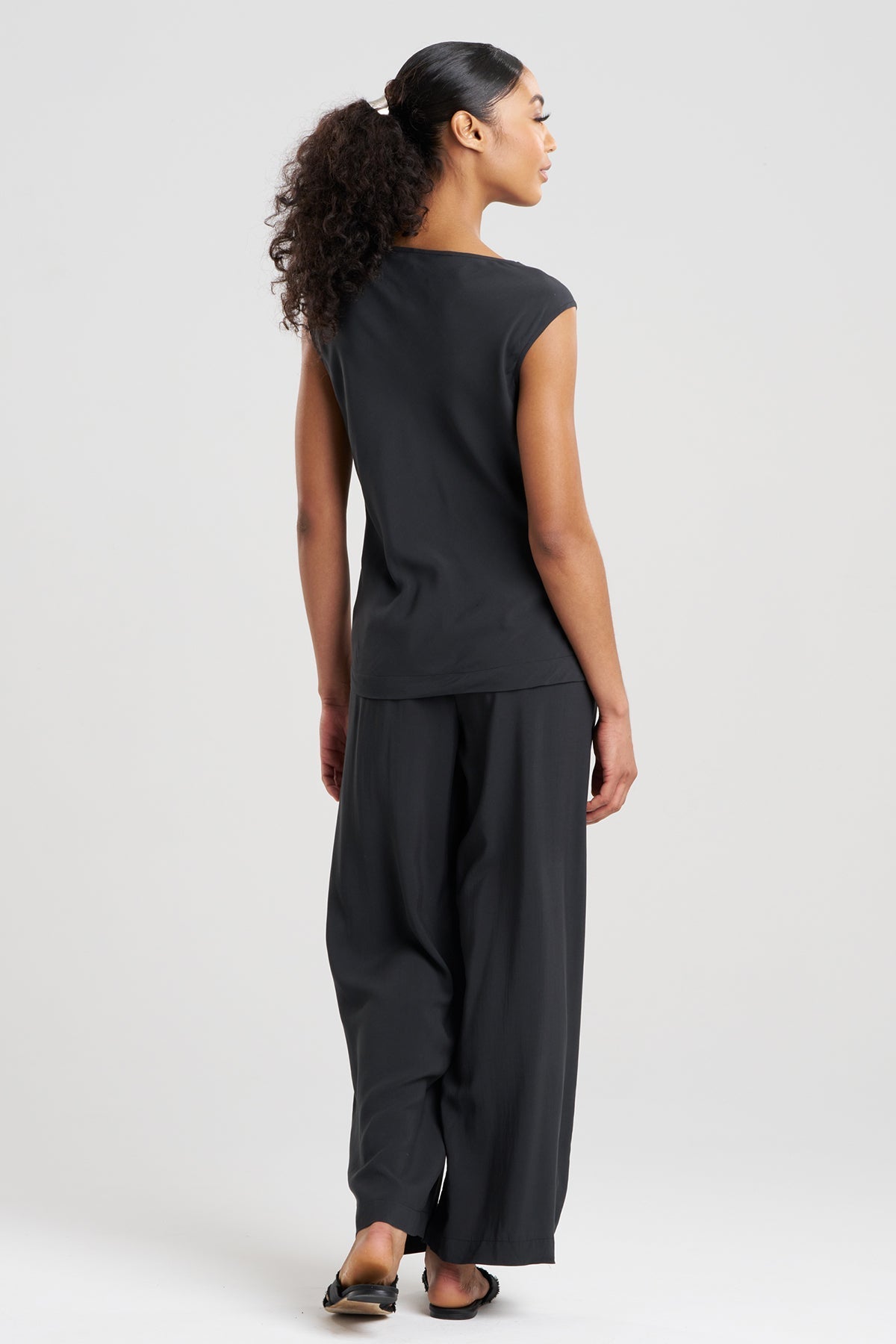 Sleek Silk Modal Cowl Top PJ Black