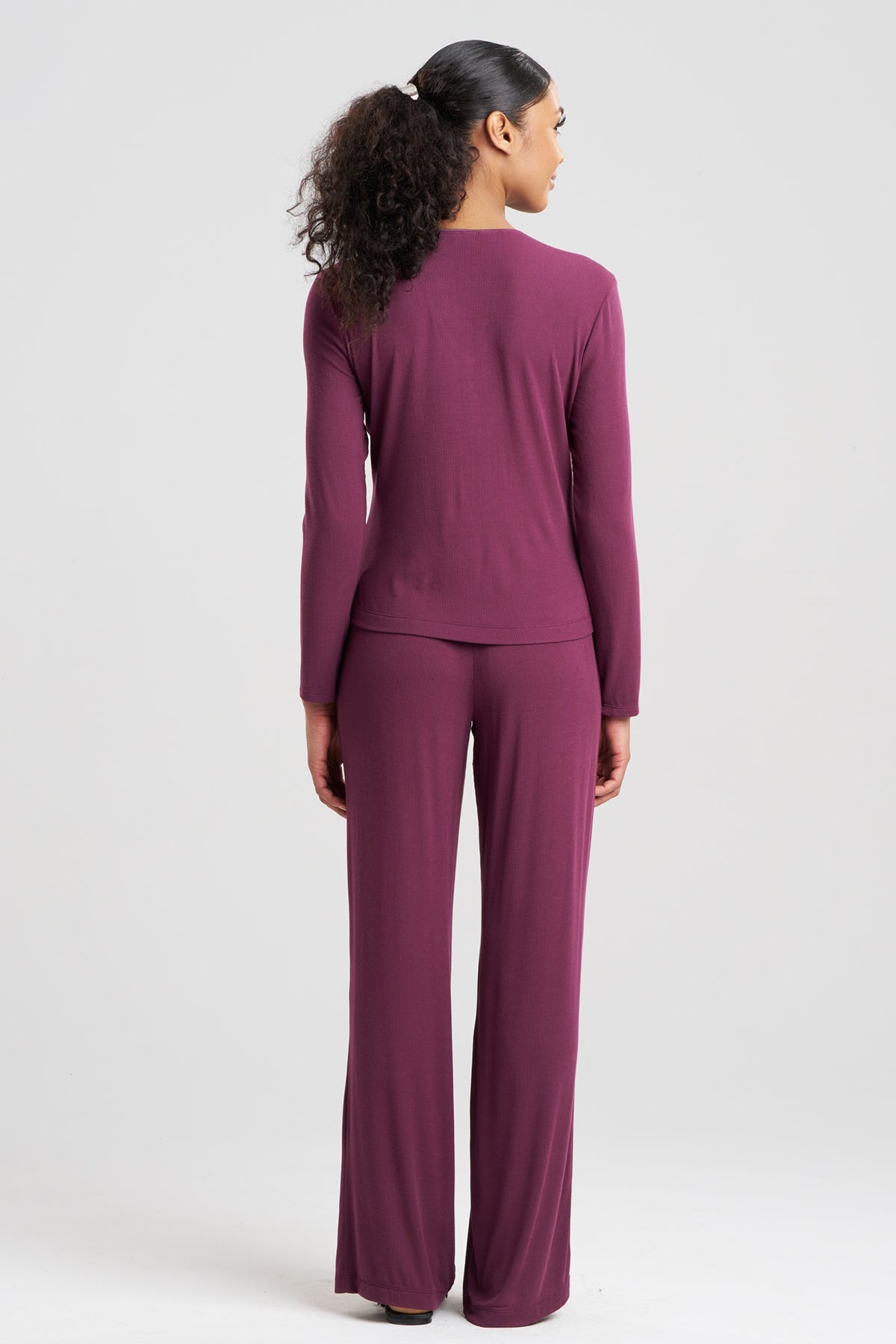 Rib Essentials V-Neck Long Sleeve PJ Cherry Lacquer