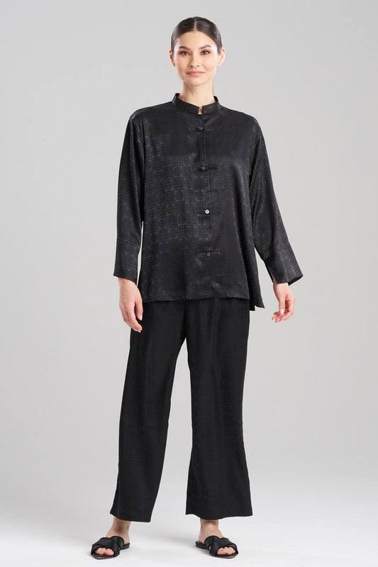 Buy Infinity Jacquard Mandarin PJ in Black Online Black