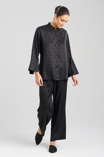 Buy Infinity Jacquard Mandarin PJ in Black Online Black