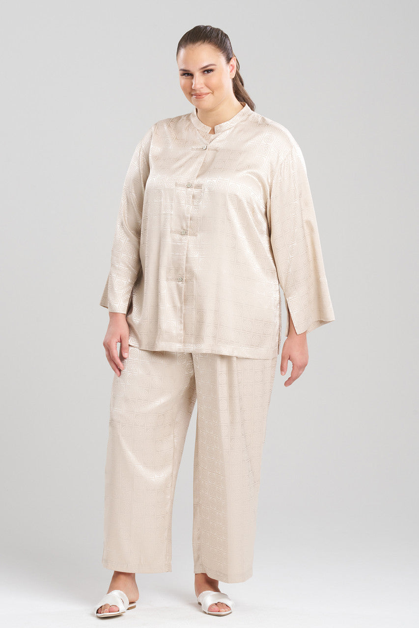 Buy Infinity Jacquard Mandarin PJ in Sand Taupe Online Sand Taupe