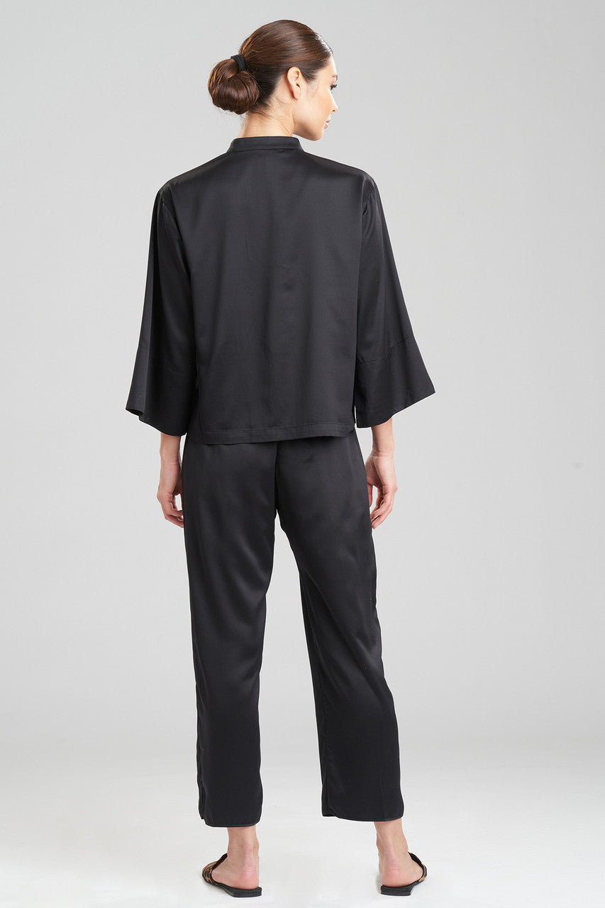 Buy Feathers Satin Essentials Mandarin PJ in Black Online Black