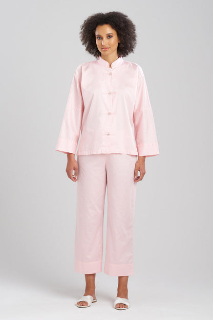 Buy Cotton Sateen Essentials Mandarin PJ in Blush Pink Online Blush Pink