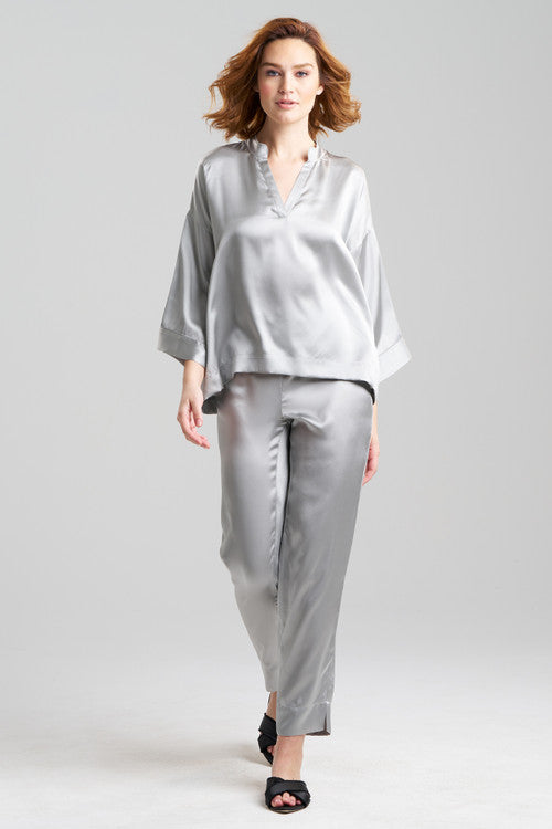 Buy Key Essentials Mandarin Silk PJ in Silver Online Silver