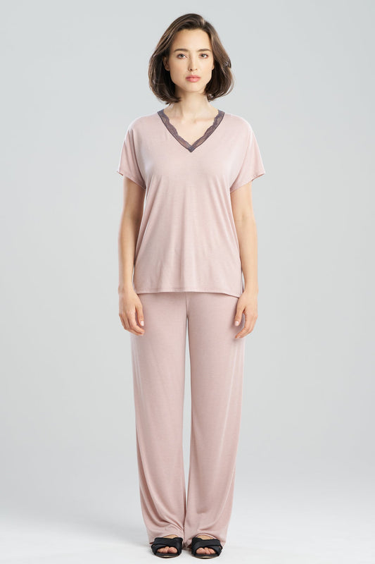 Dhalia Knit Jersey Lace Short Sleeve PJ Pale Pink