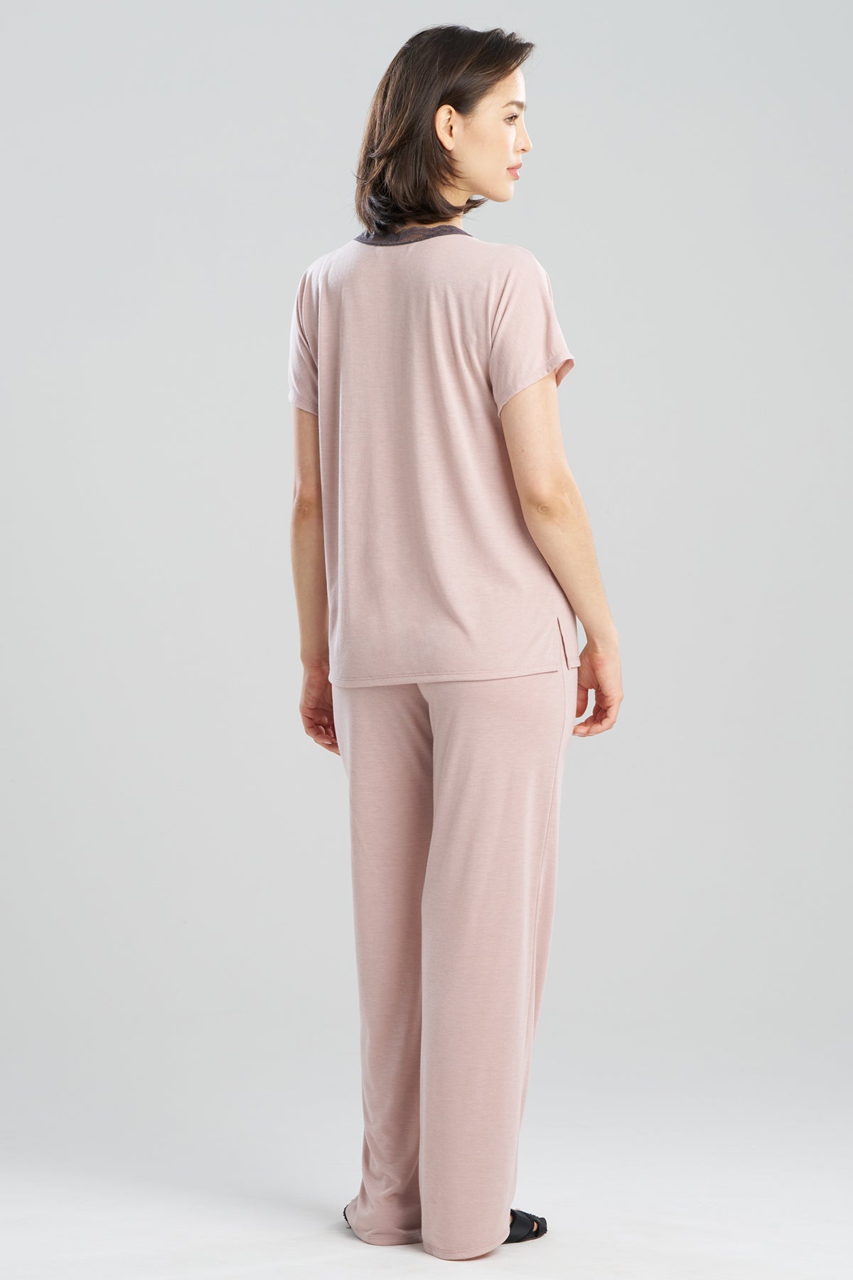 Dhalia Knit Jersey Lace Short Sleeve PJ Pale Pink