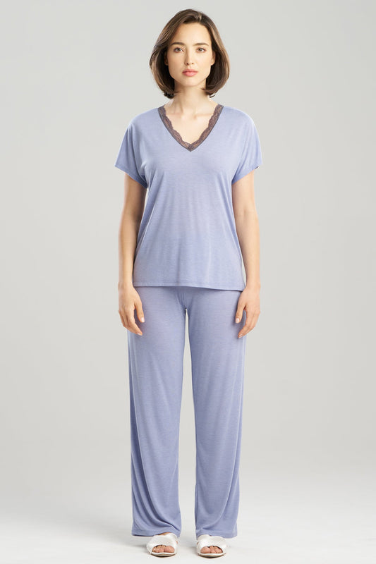 Dhalia Knit Jersey Lace Short Sleeve PJ Blue Haze