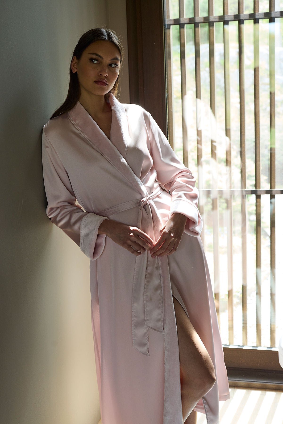 Satin Plush Robe Pink Rose