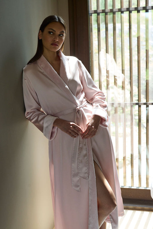 Satin Plush Robe Pink Rose