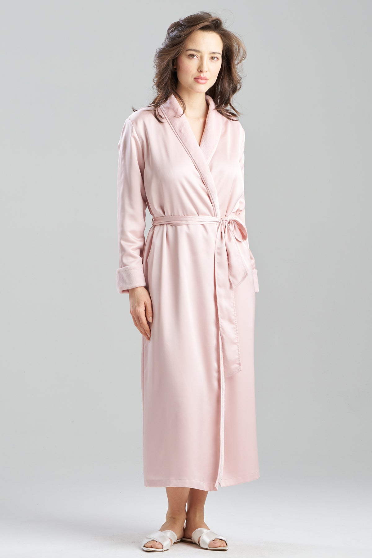 Satin Plush Robe Pink Rose