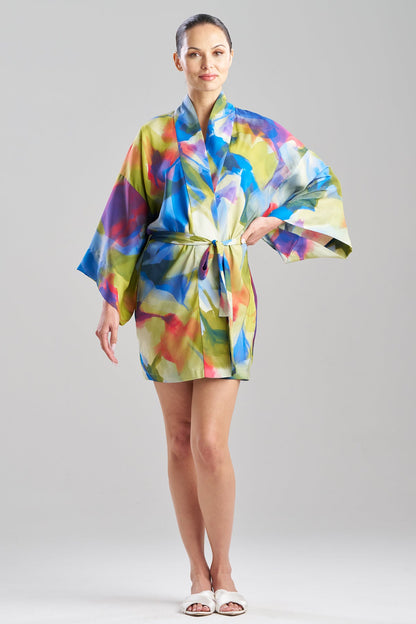 Kumo Printed Stretch Satin Kimono Wrap Kumo Multi