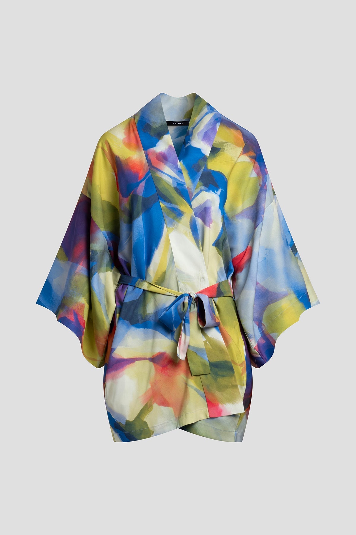 Kumo Printed Stretch Satin Kimono Wrap Kumo Multi