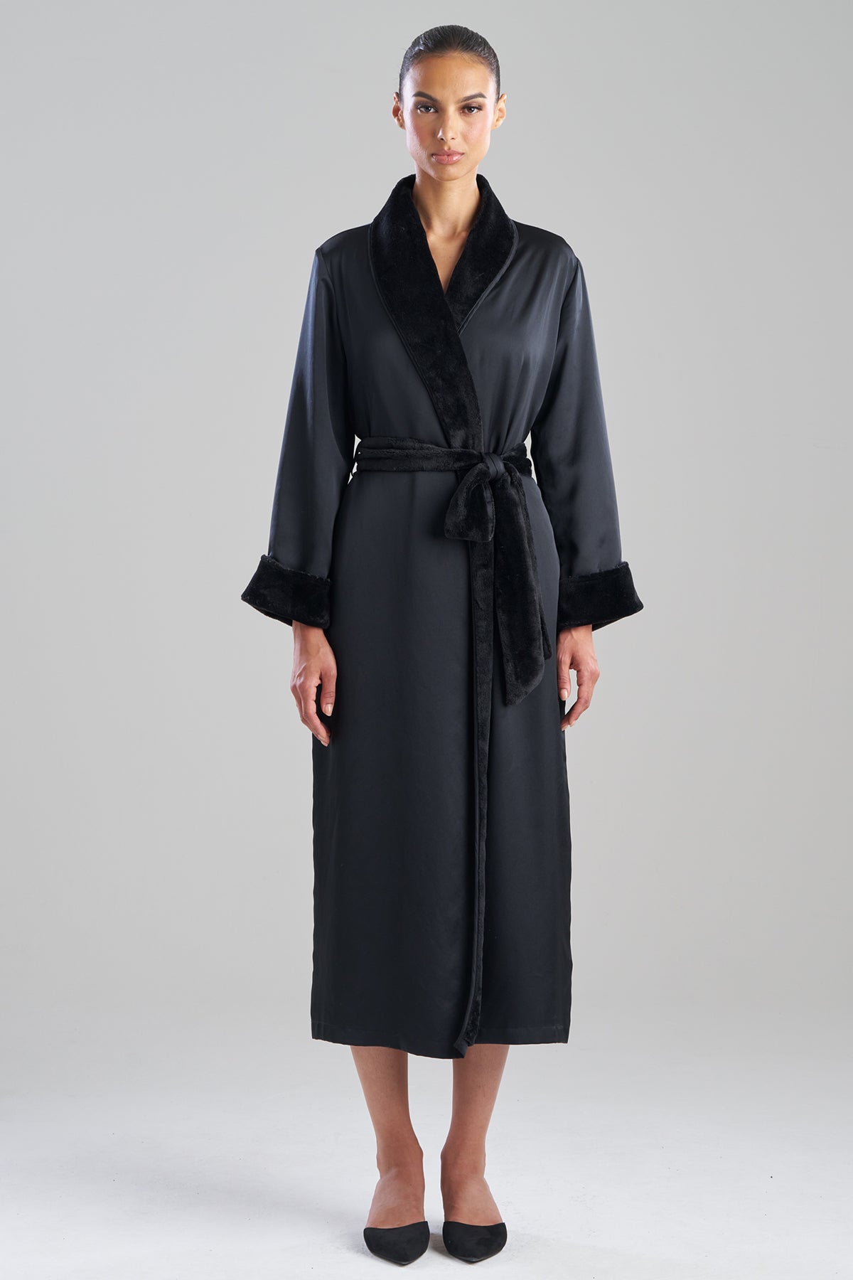 Satin Plush Robe Black