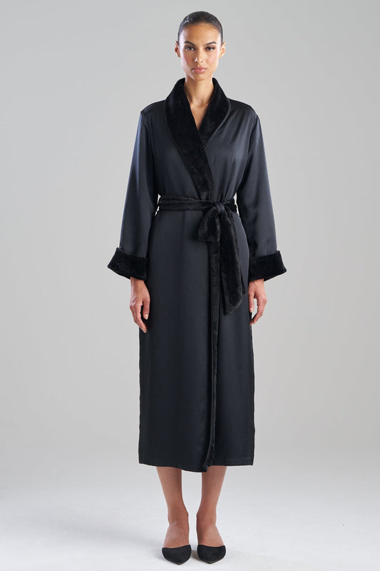 Satin Plush Robe Black
