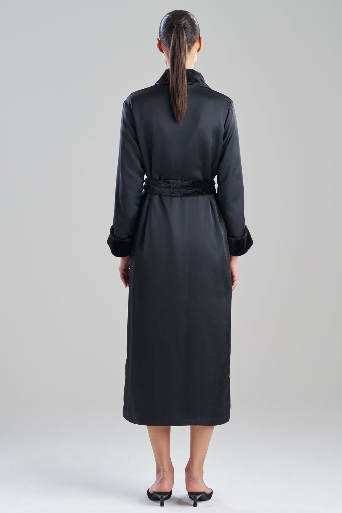 Satin Plush Robe Black