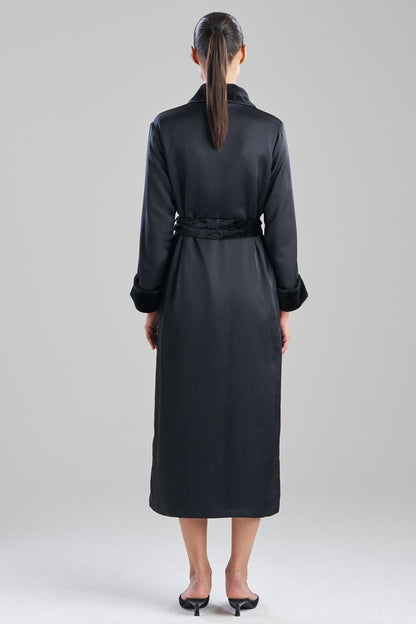 Satin Plush Robe Black