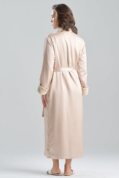 Satin Plush Robe Wheat