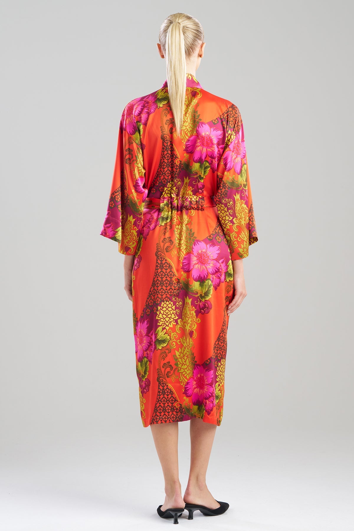 Harvest Printed Satin Robe Harvest Orange