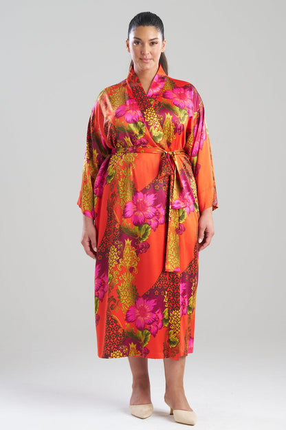 Harvest Printed Satin Robe Harvest Orange