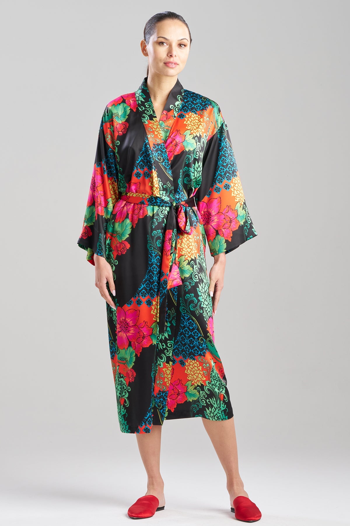Harvest Printed Satin Robe Harvest Black