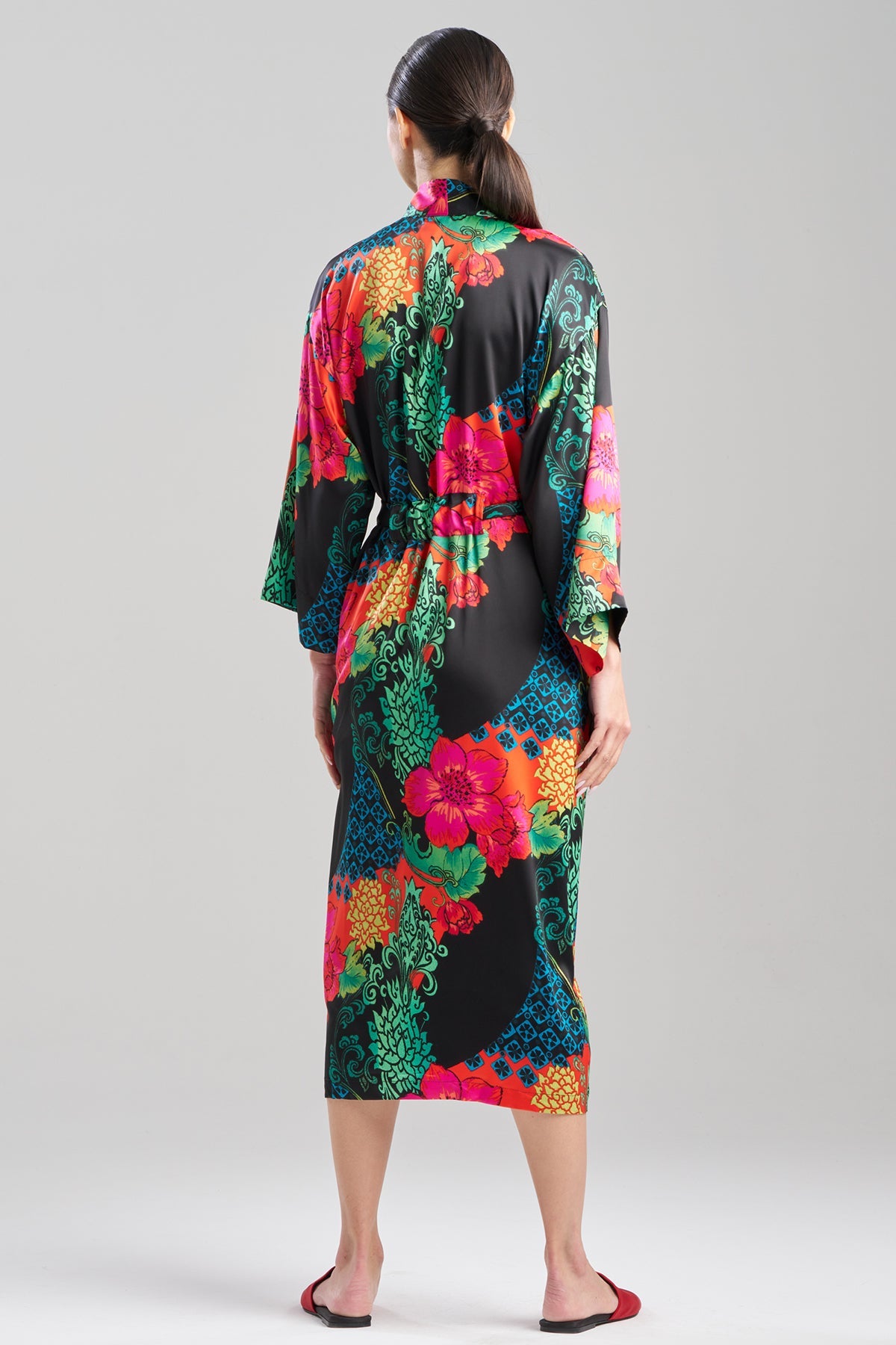 Harvest Printed Satin Robe Harvest Black