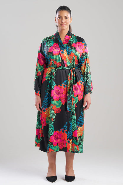 Harvest Printed Satin Robe Harvest Black