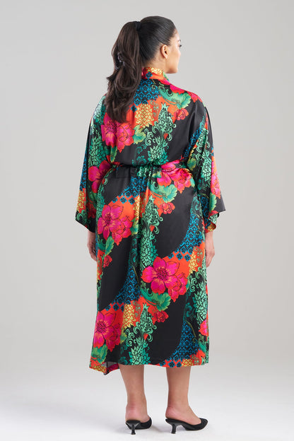 Harvest Printed Satin Robe Harvest Black