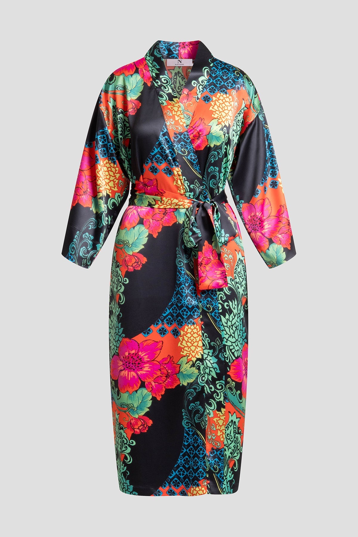 Harvest Printed Satin Robe Harvest Black