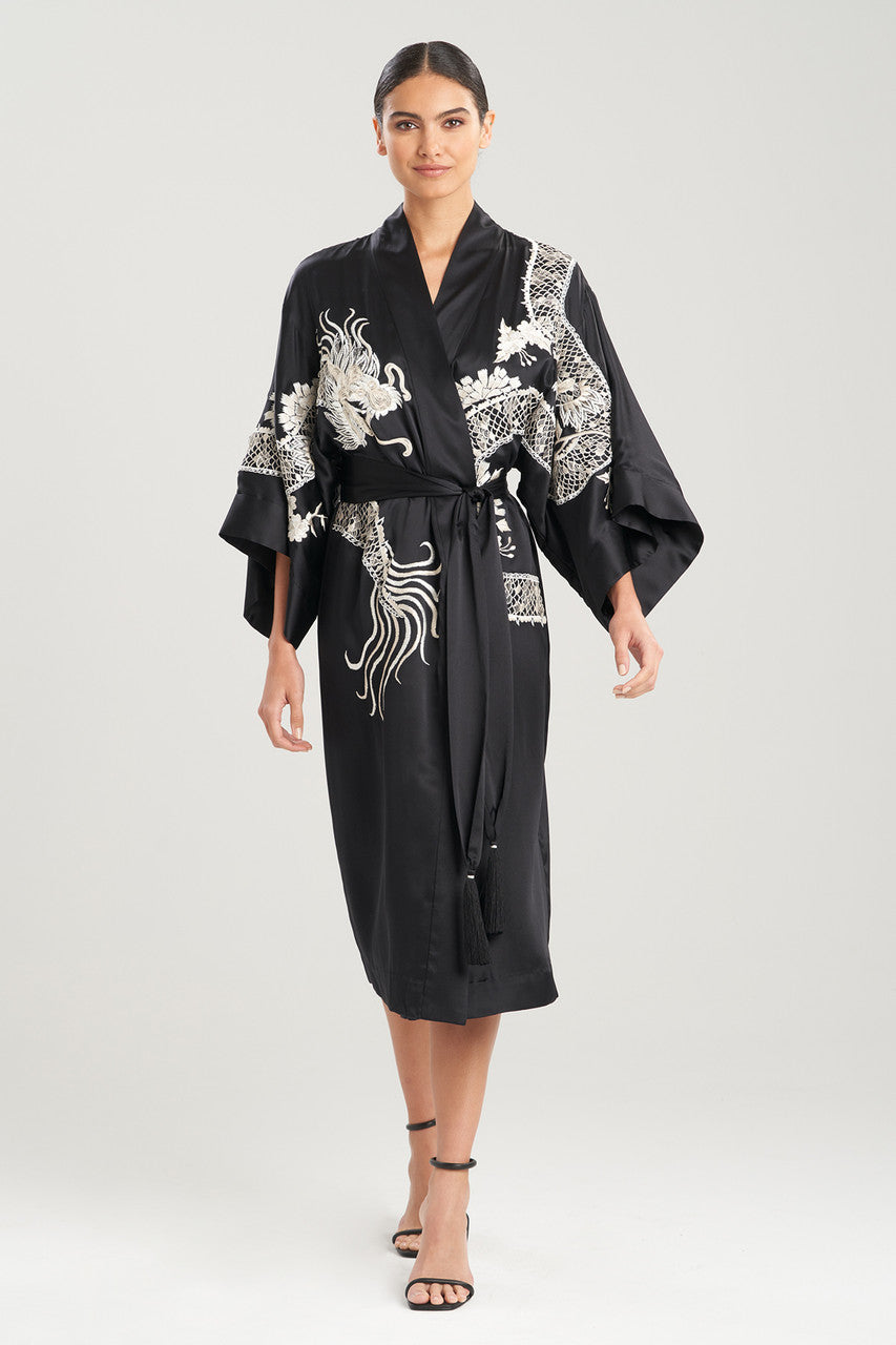 Buy Couture Hanaka Dragon Embellished Robe in Black Online Black