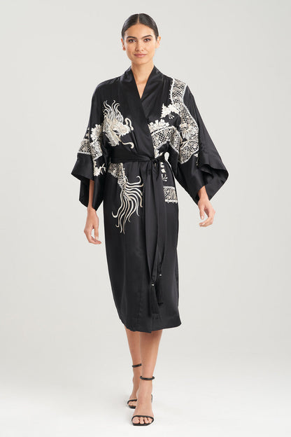 Buy Couture Hanaka Dragon Embellished Robe in Black Online Black