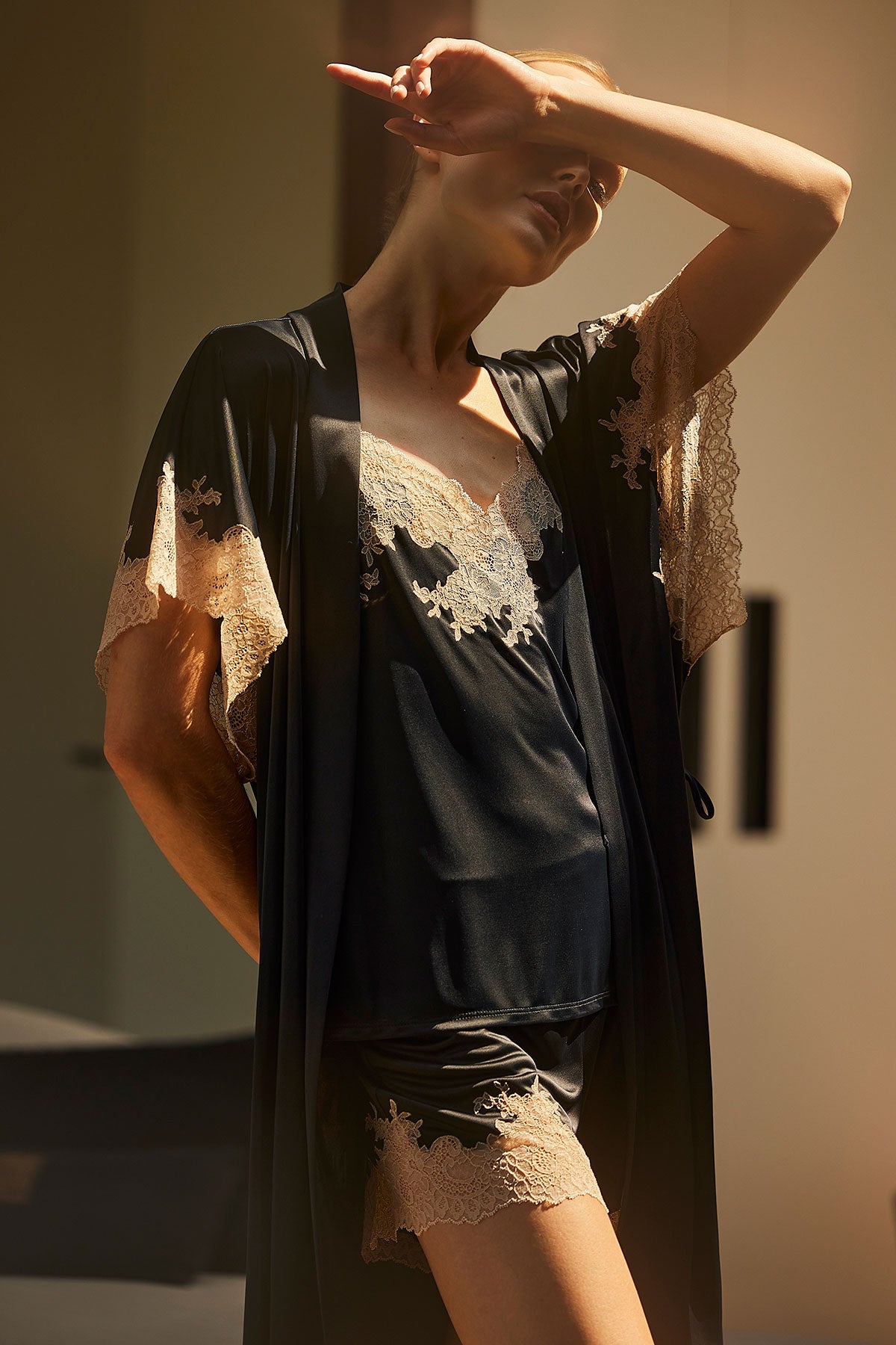 Buy Enchant Lace Applique Wrap in Black/Café Online Black/Café
