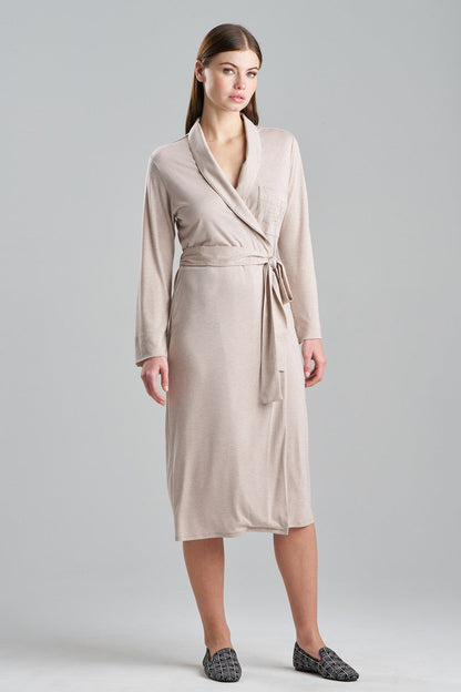 Buy Shangri-La Embroidered Robe in Heather Cashmere Online Heather Cashmere