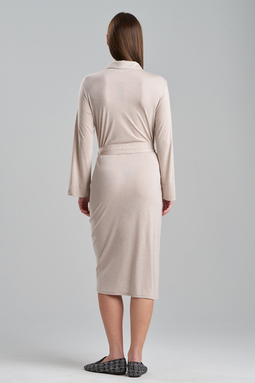 Buy Shangri-La Embroidered Robe in Heather Cashmere Online Heather Cashmere